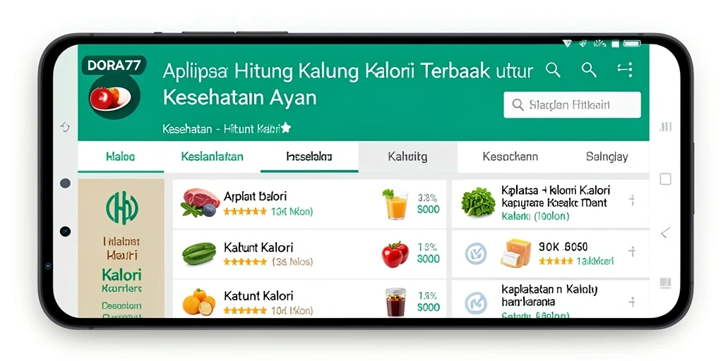 Tampilan antarmuka pengguna DORA77 untuk penghitung kalori.