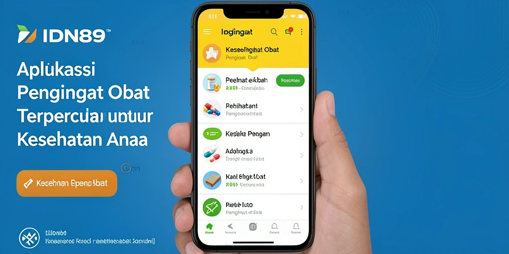 Tampilan antarmuka aplikasi IDN89 untuk pengingat obat yang efisien.